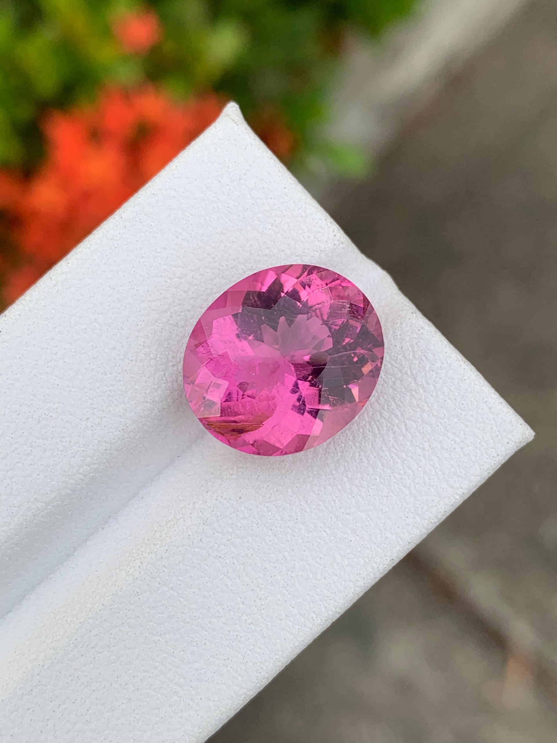 fuscia pink rubellite tourmaline, 8.34ct oval cut — view 7