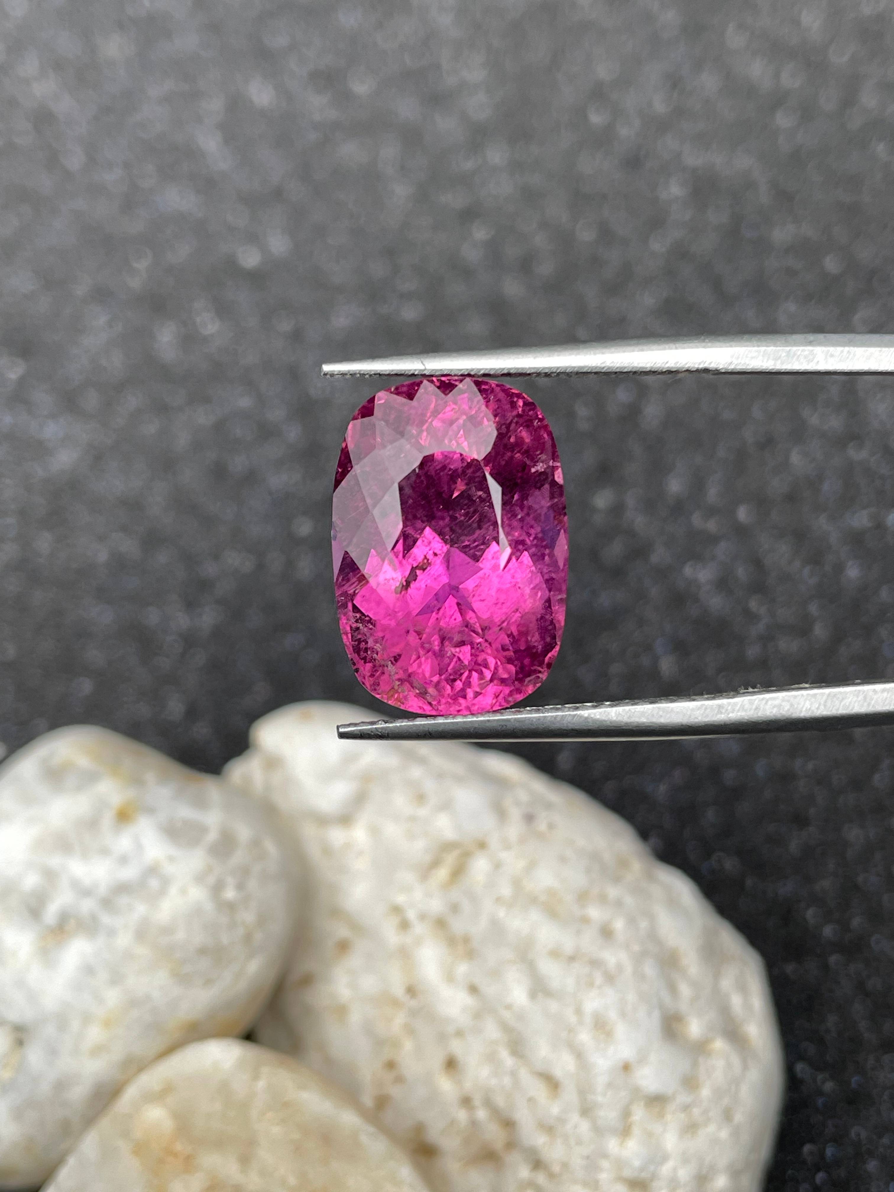 flower pink rubellite tourmaline, 9.35ct cushion cut — view 5