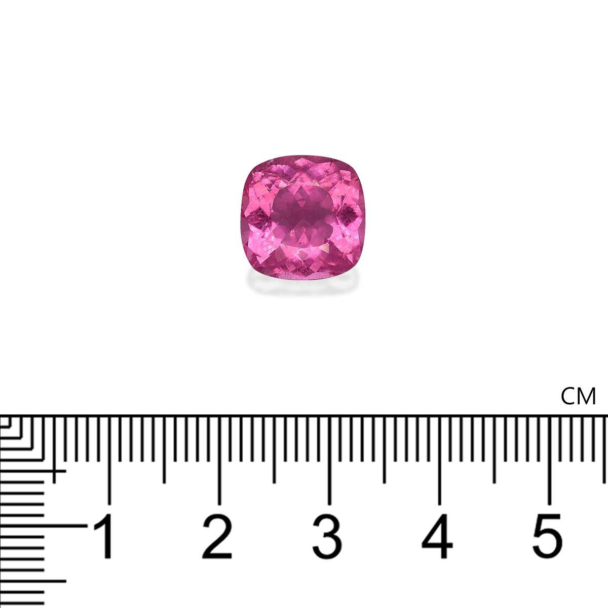 fuscia pink rubellite tourmaline, 5.78ct cushion cut — view 4