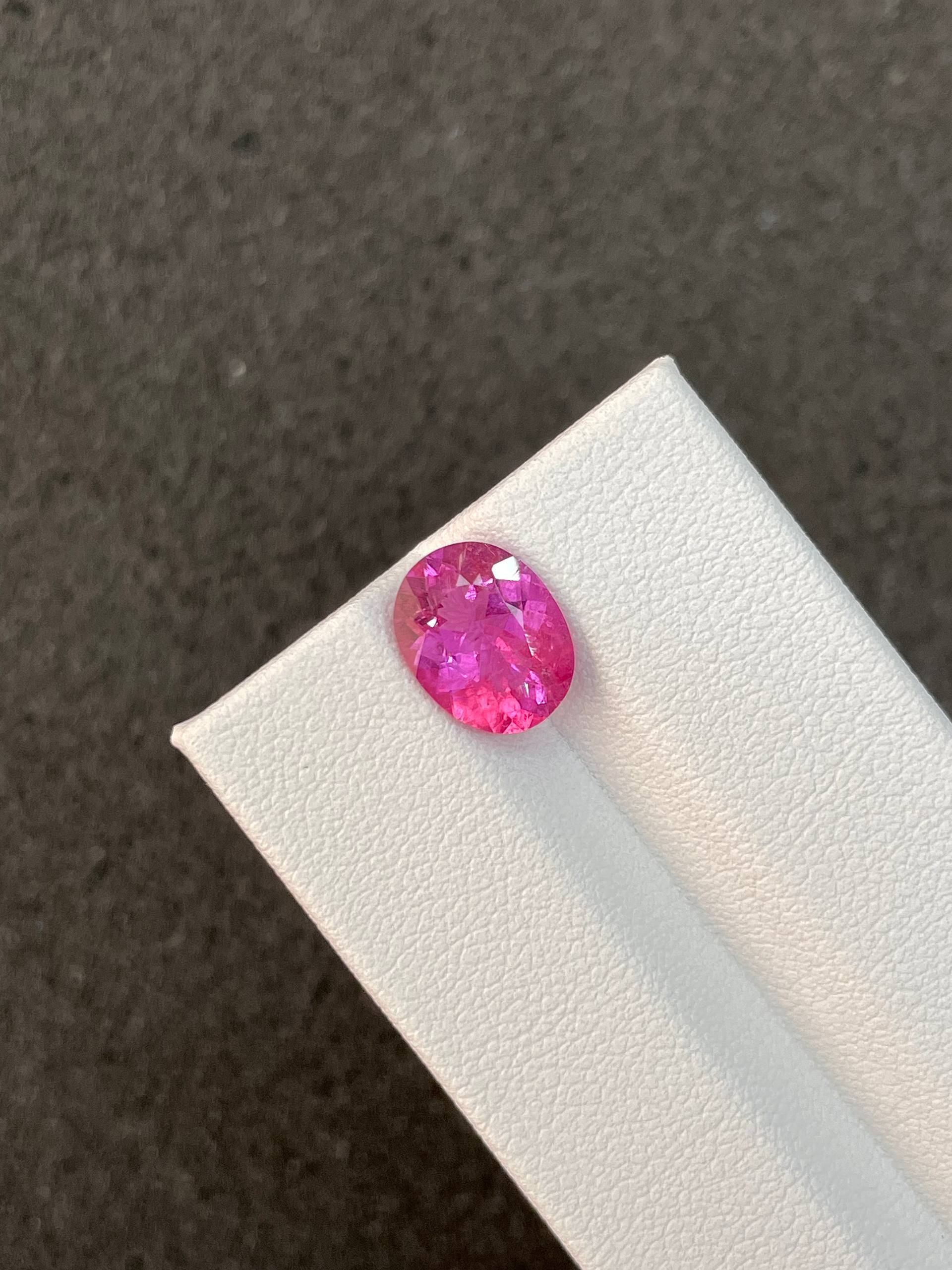 fuscia pink rubellite tourmaline, 2.37ct oval cut — view 5