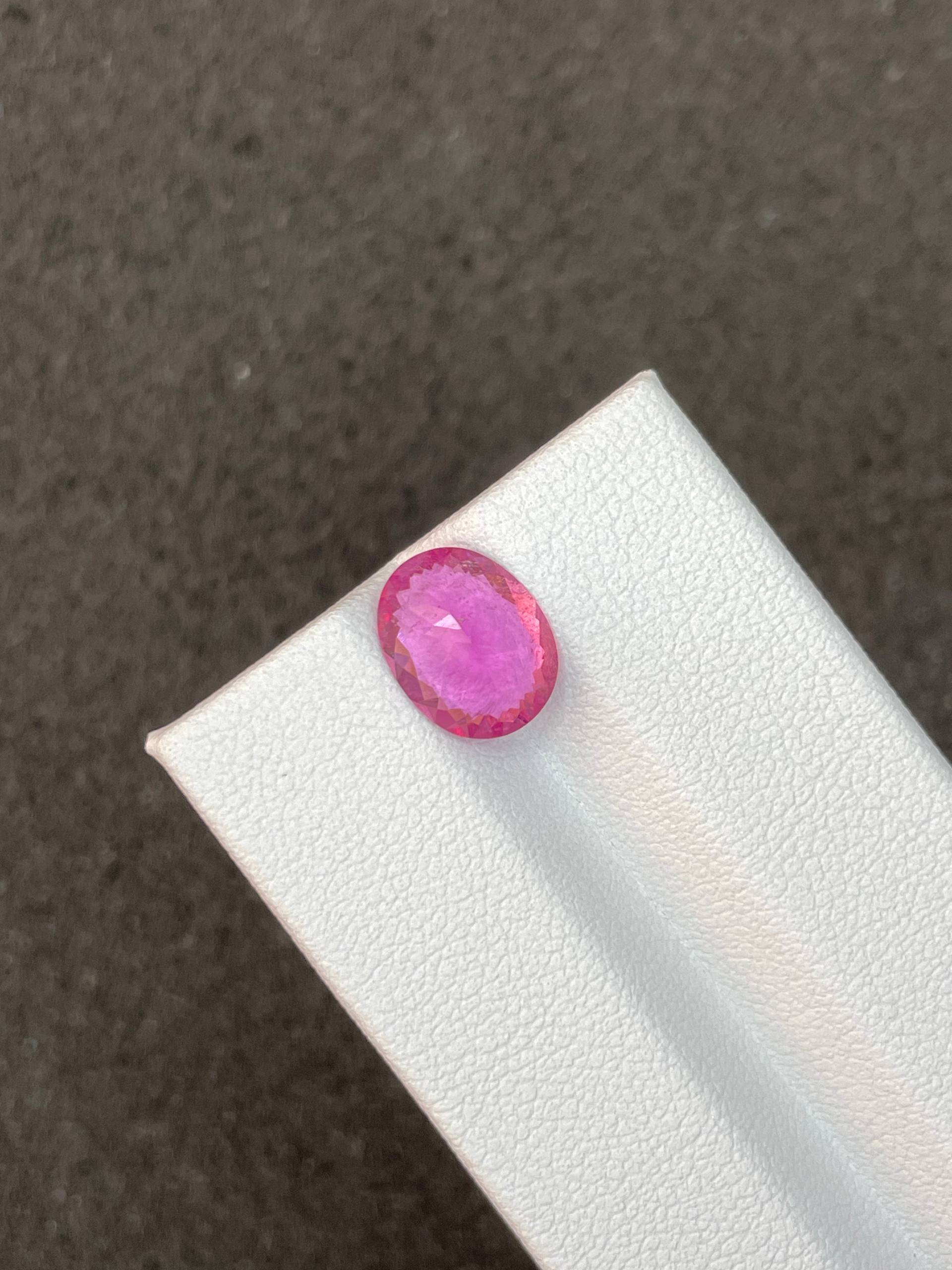 fuscia pink rubellite tourmaline, 2.37ct oval cut — view 6