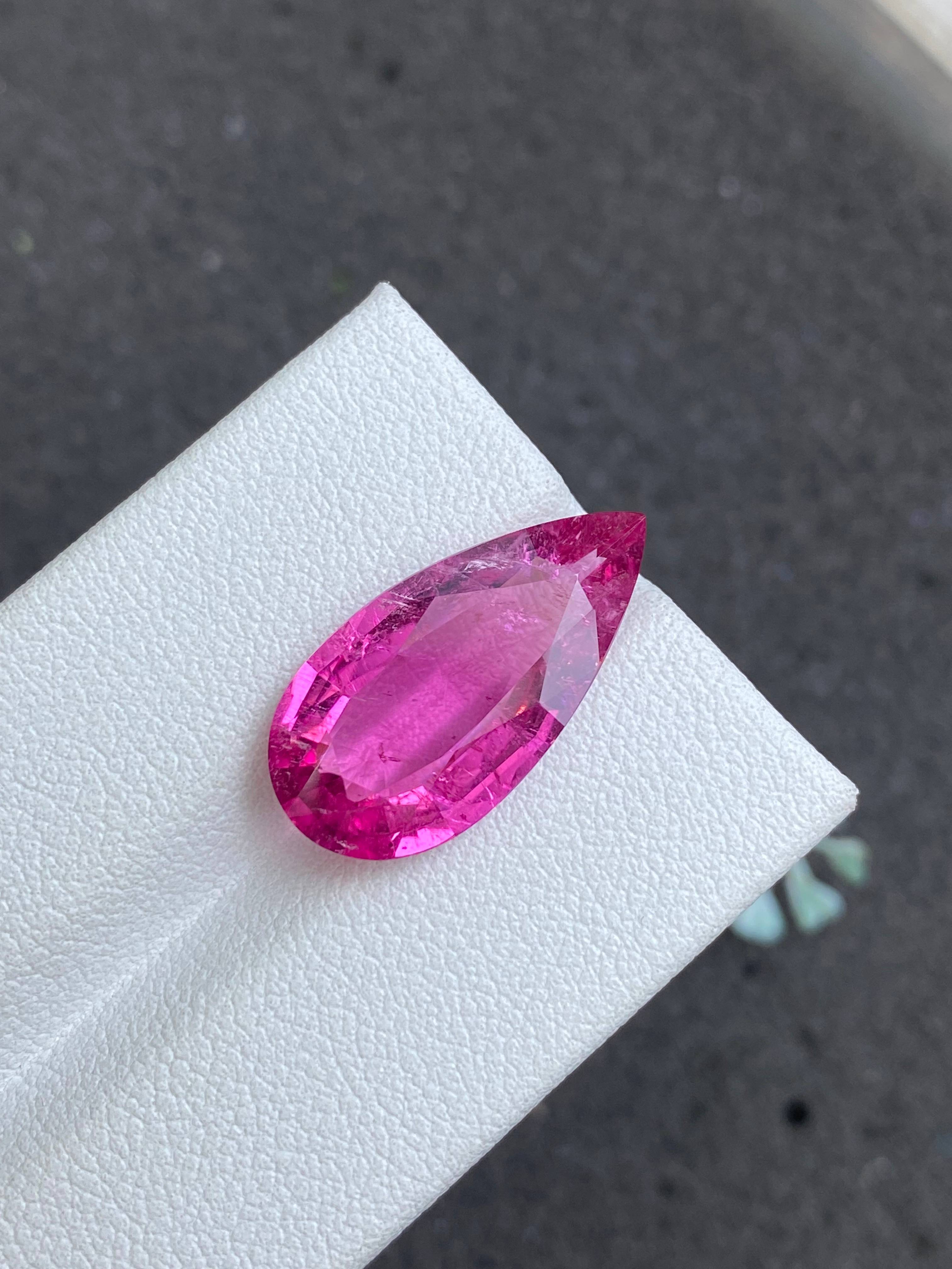 Vivid pink rubellite tourmaline, 7.5ct pear cut — view 5