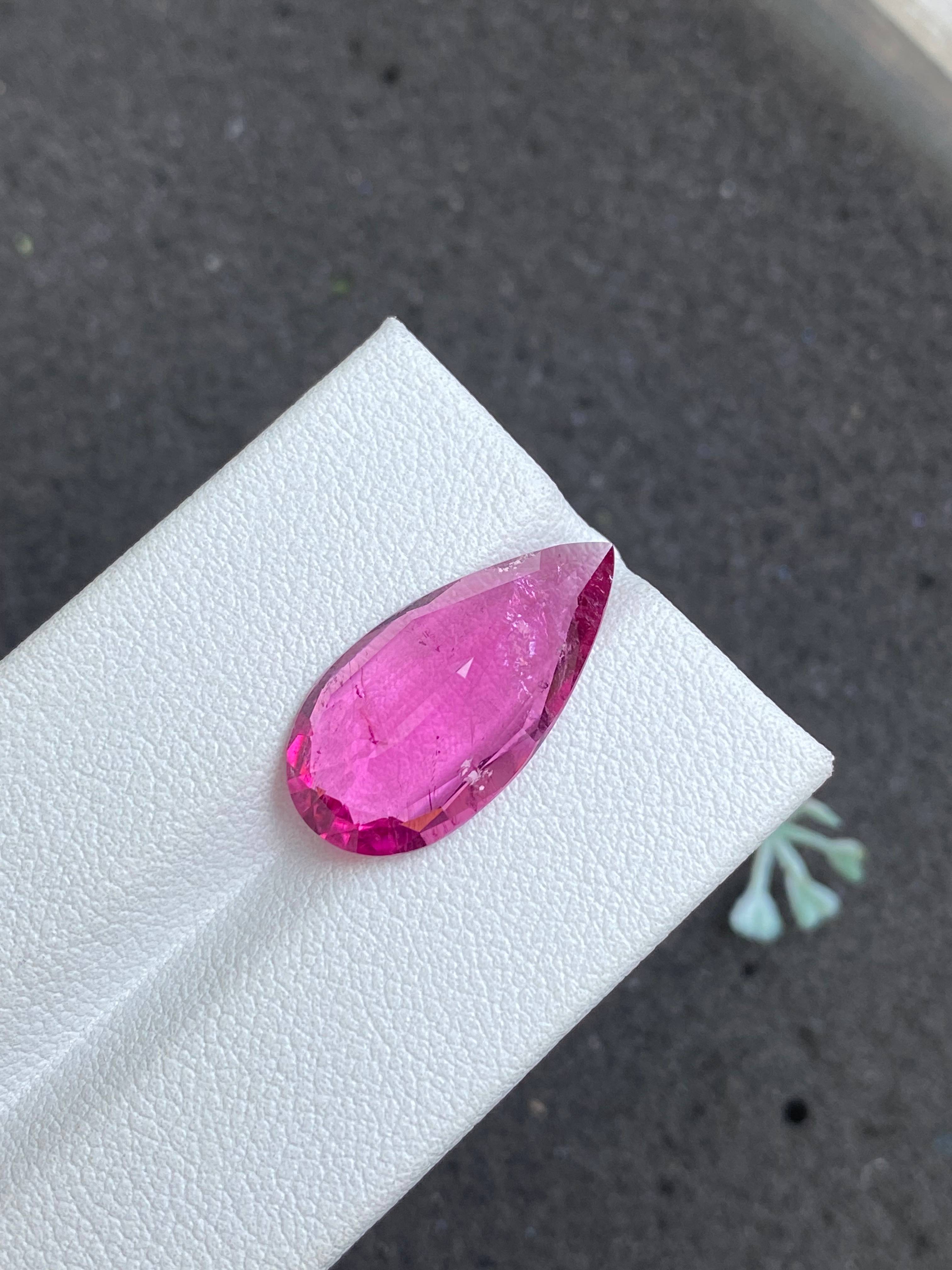 Vivid pink rubellite tourmaline, 7.5ct pear cut — view 6