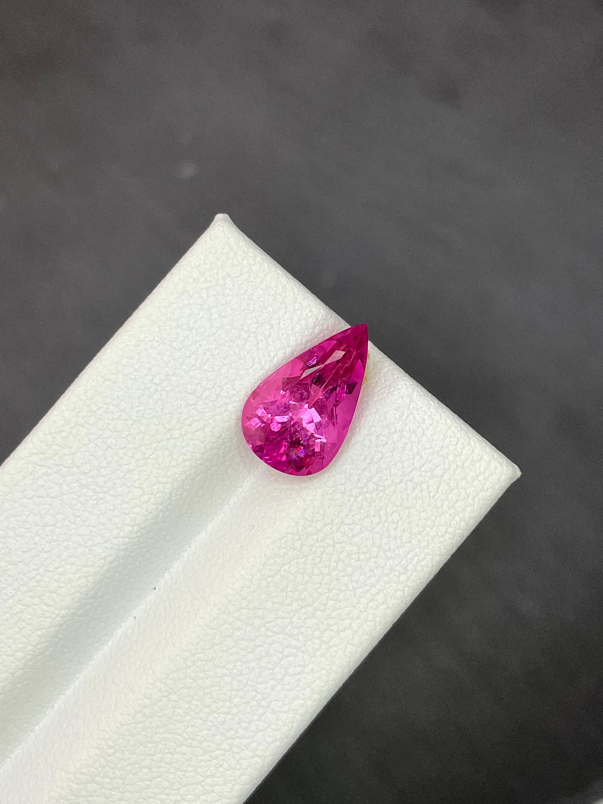 fuscia pink rubellite tourmaline, 3.62ct pear cut — view 5