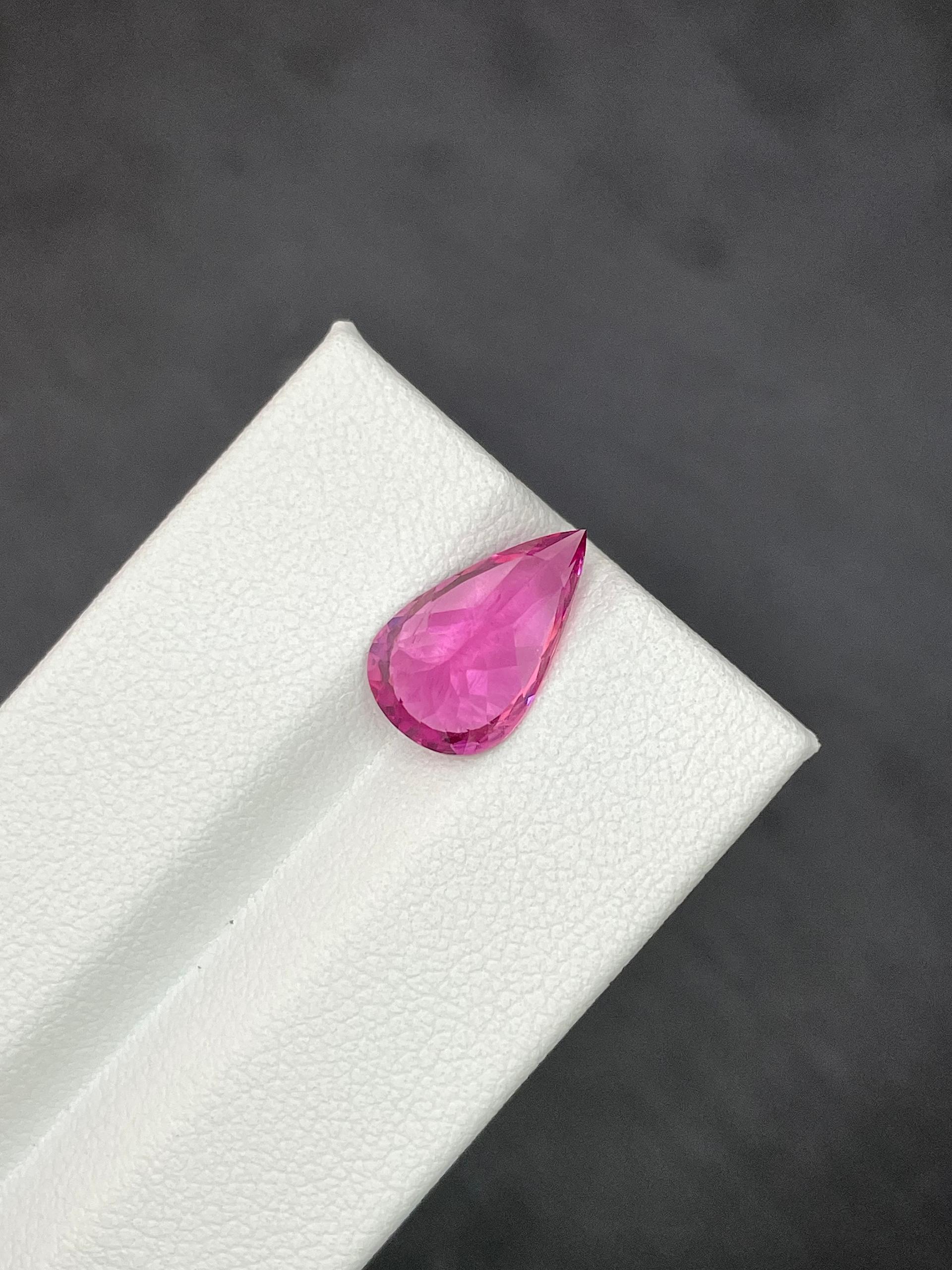 fuscia pink rubellite tourmaline, 3.62ct pear cut — view 6