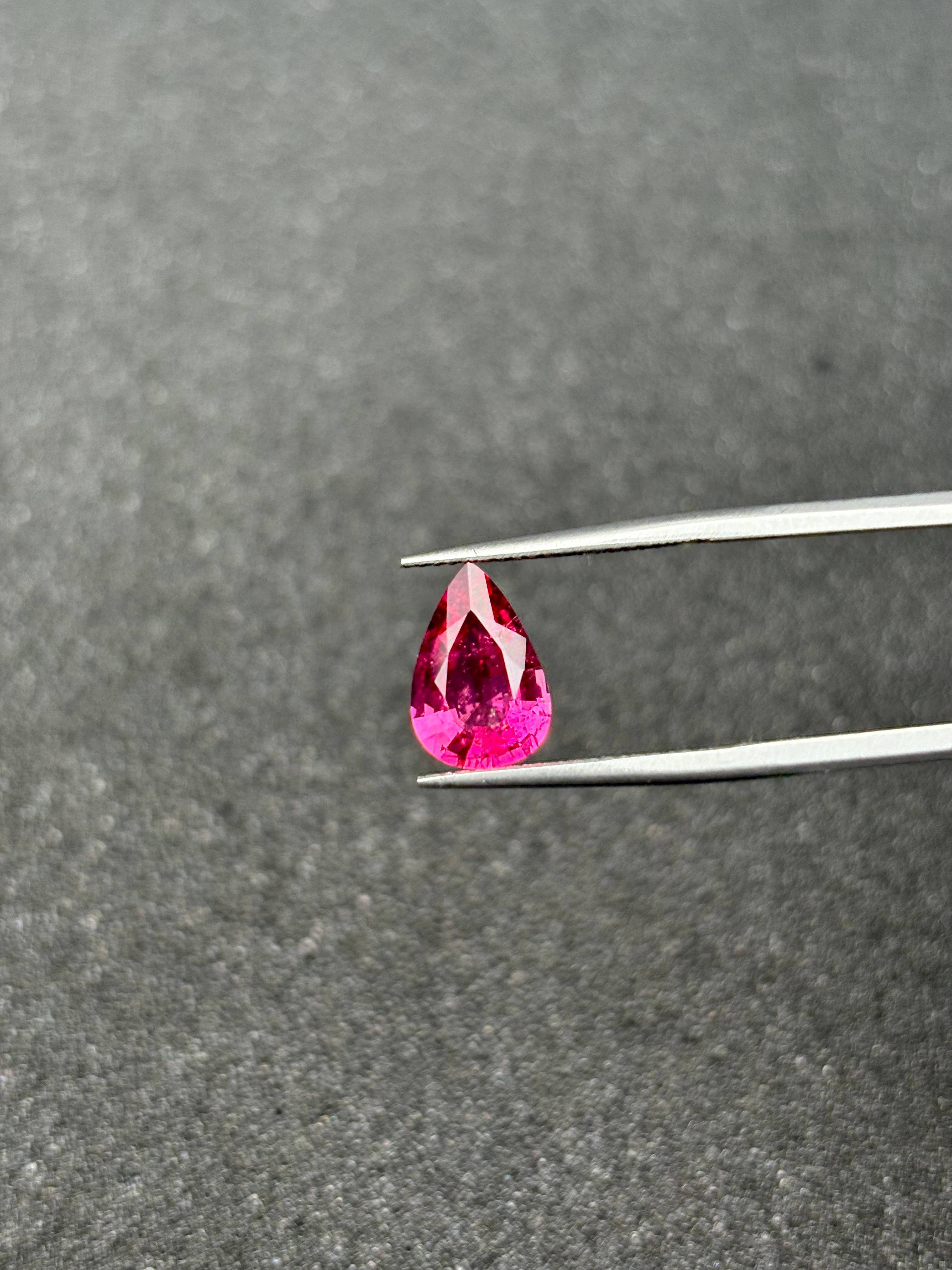 fuscia pink rubellite tourmaline, 2.41ct pear cut — view 5