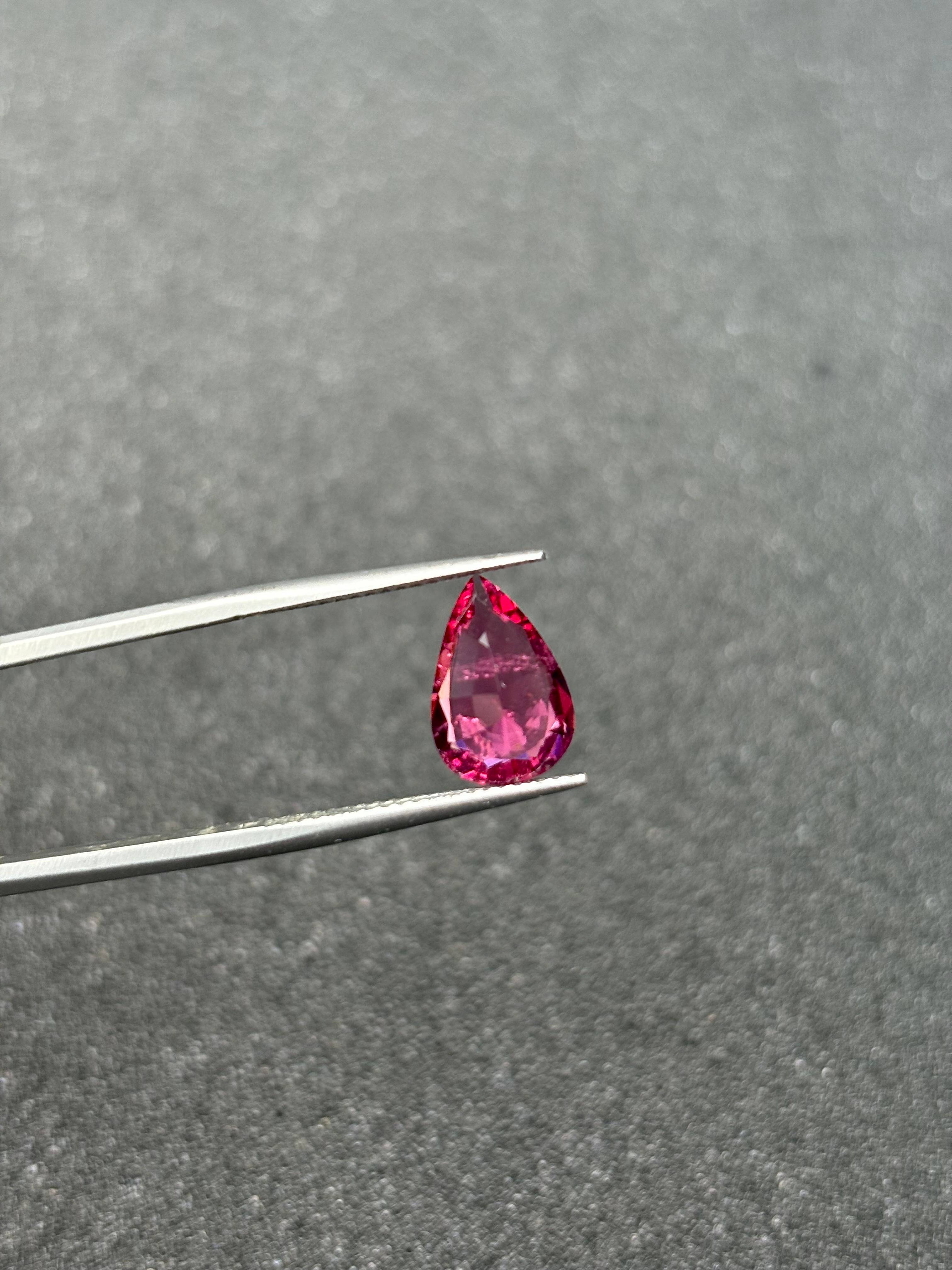 fuscia pink rubellite tourmaline, 2.41ct pear cut — view 6