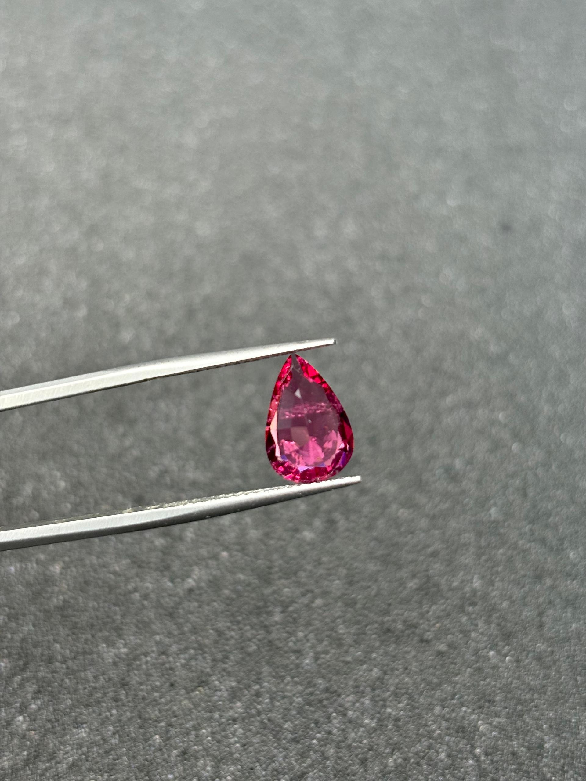 fuscia pink rubellite tourmaline, 2.41ct pear cut — view 6