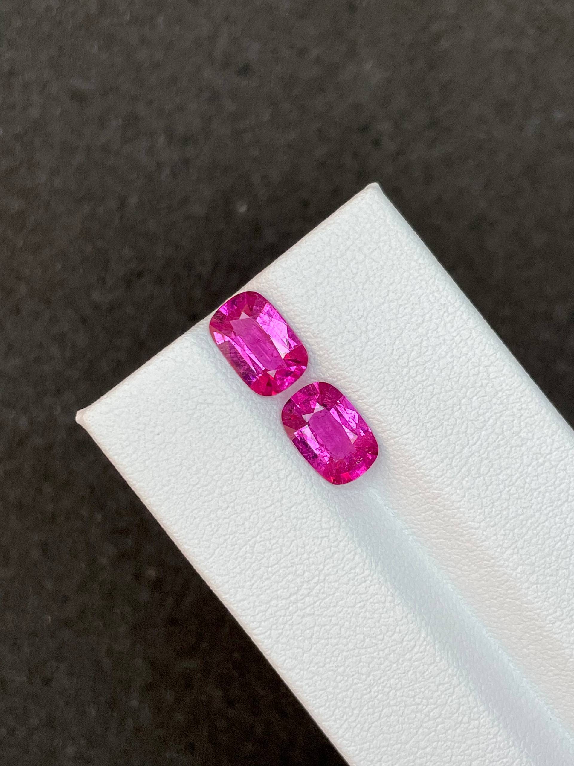 fuscia pink rubellite tourmaline, 2.71ct cushion cut — view 5