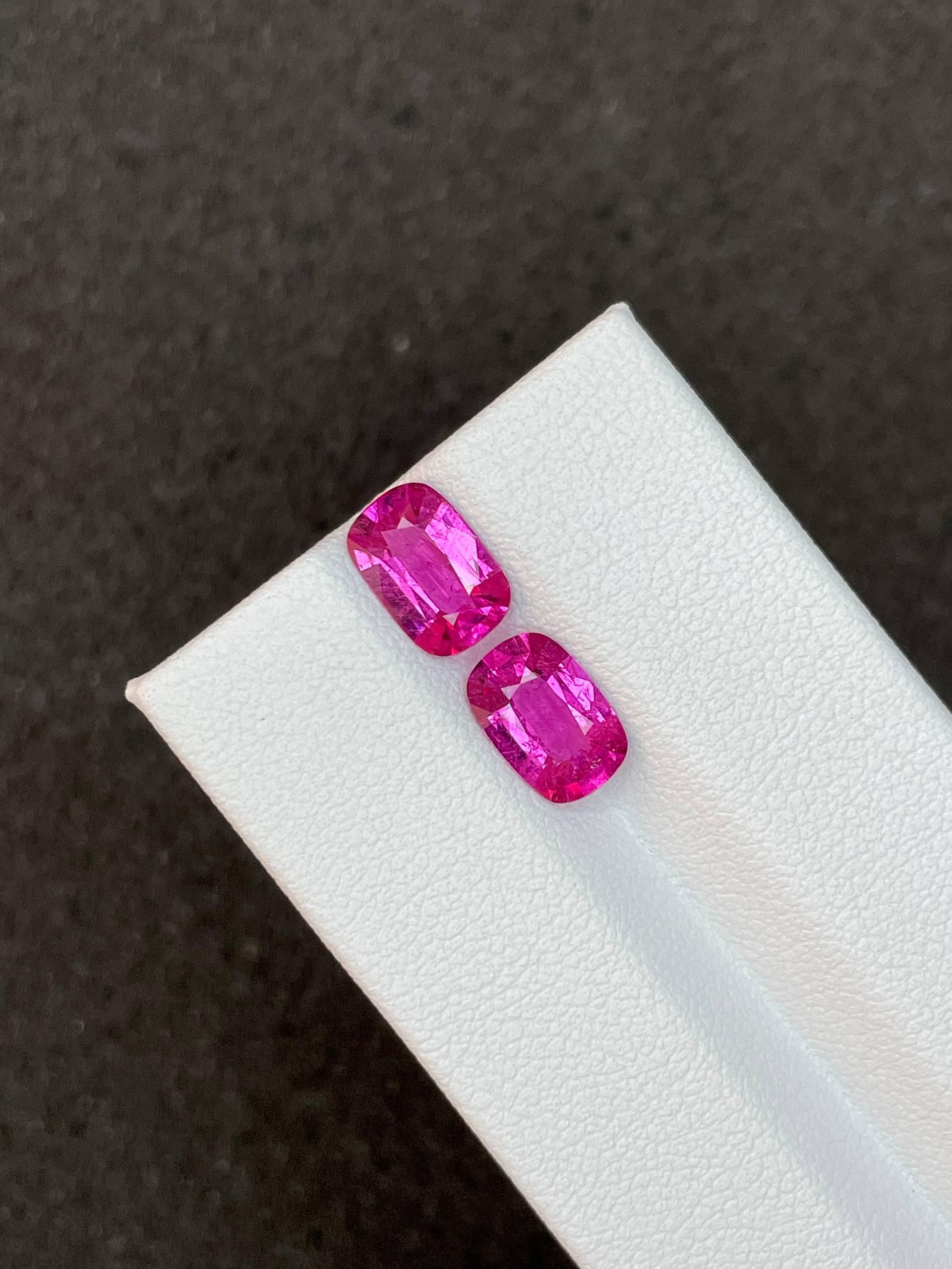fuscia pink rubellite tourmaline, 2.71ct cushion cut — view 5