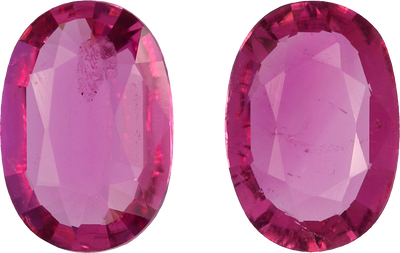 Oval cut rubellite tourmaline, 8.35 by 5.74 mm, shown at actual size