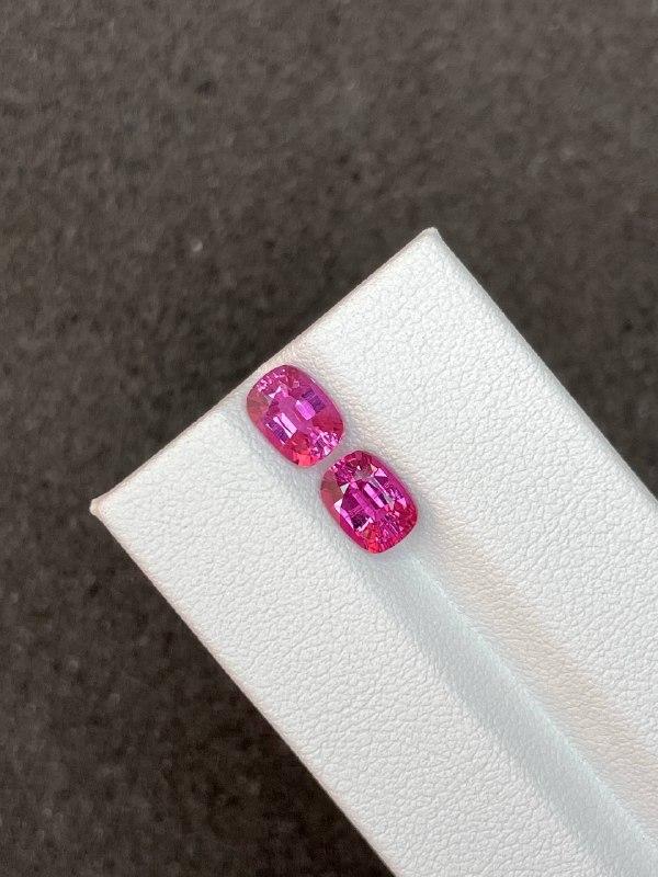 fuscia pink rubellite tourmaline, 2.3ct cushion cut — view 5