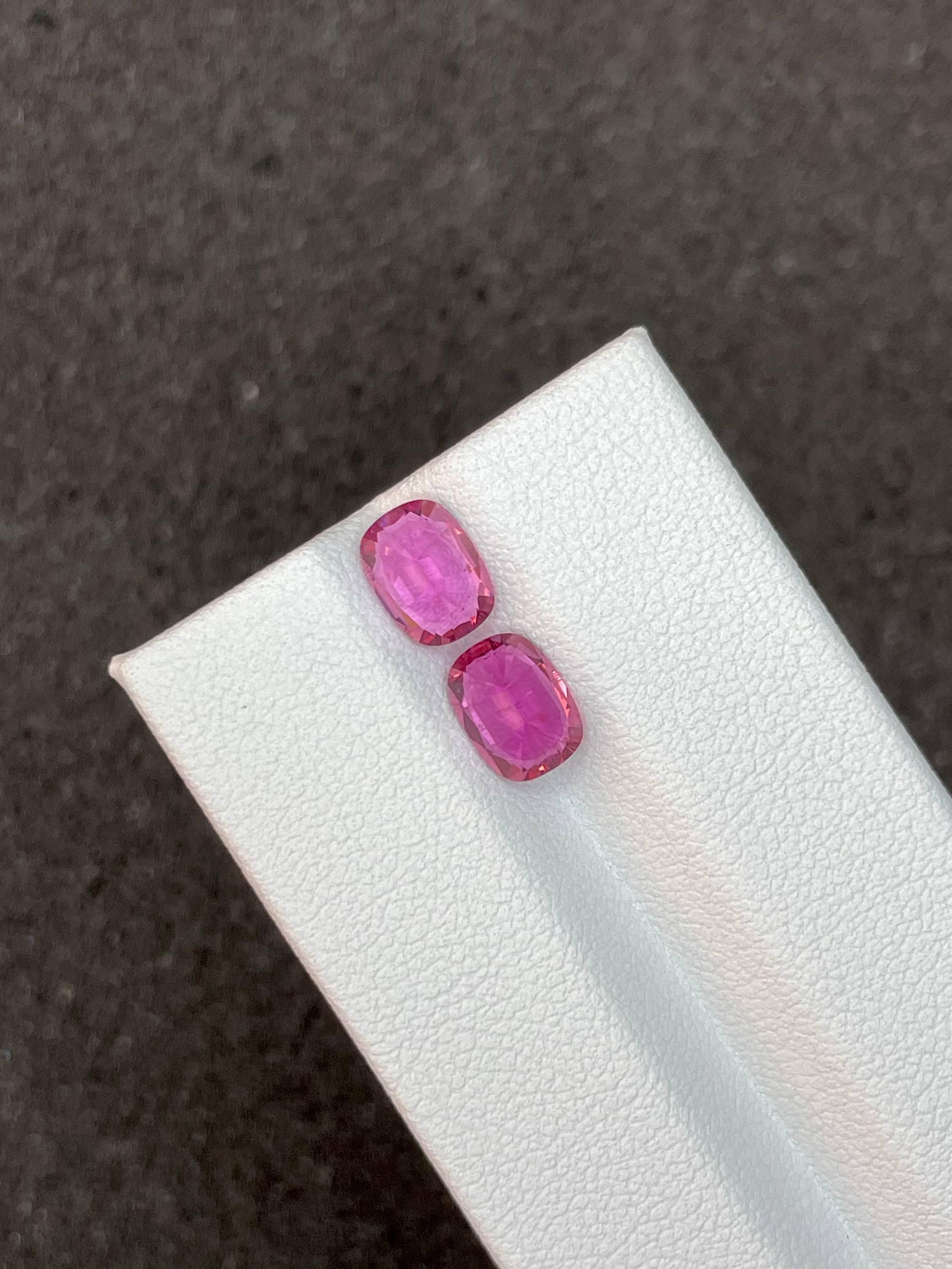 fuscia pink rubellite tourmaline, 2.3ct cushion cut — view 6