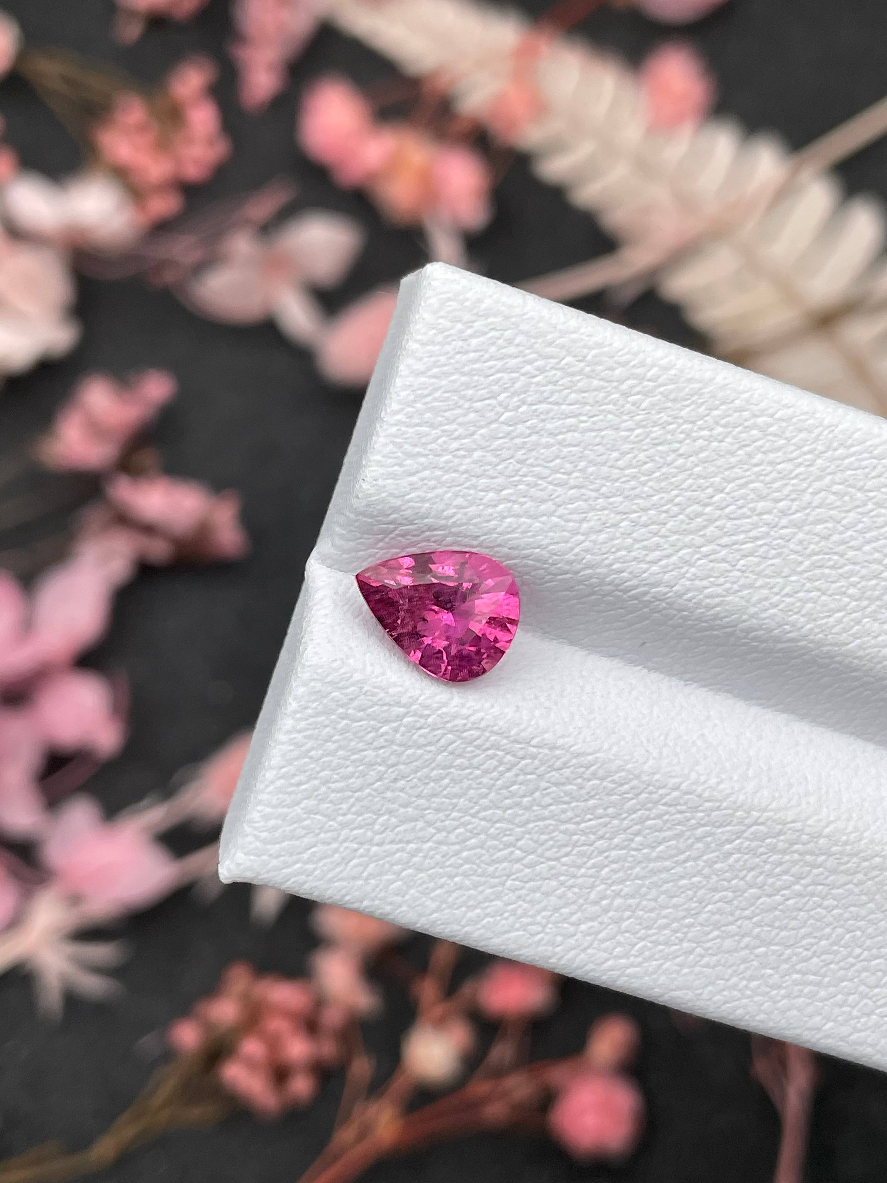 fuscia pink rubellite tourmaline, 1.28ct pear cut — view 5