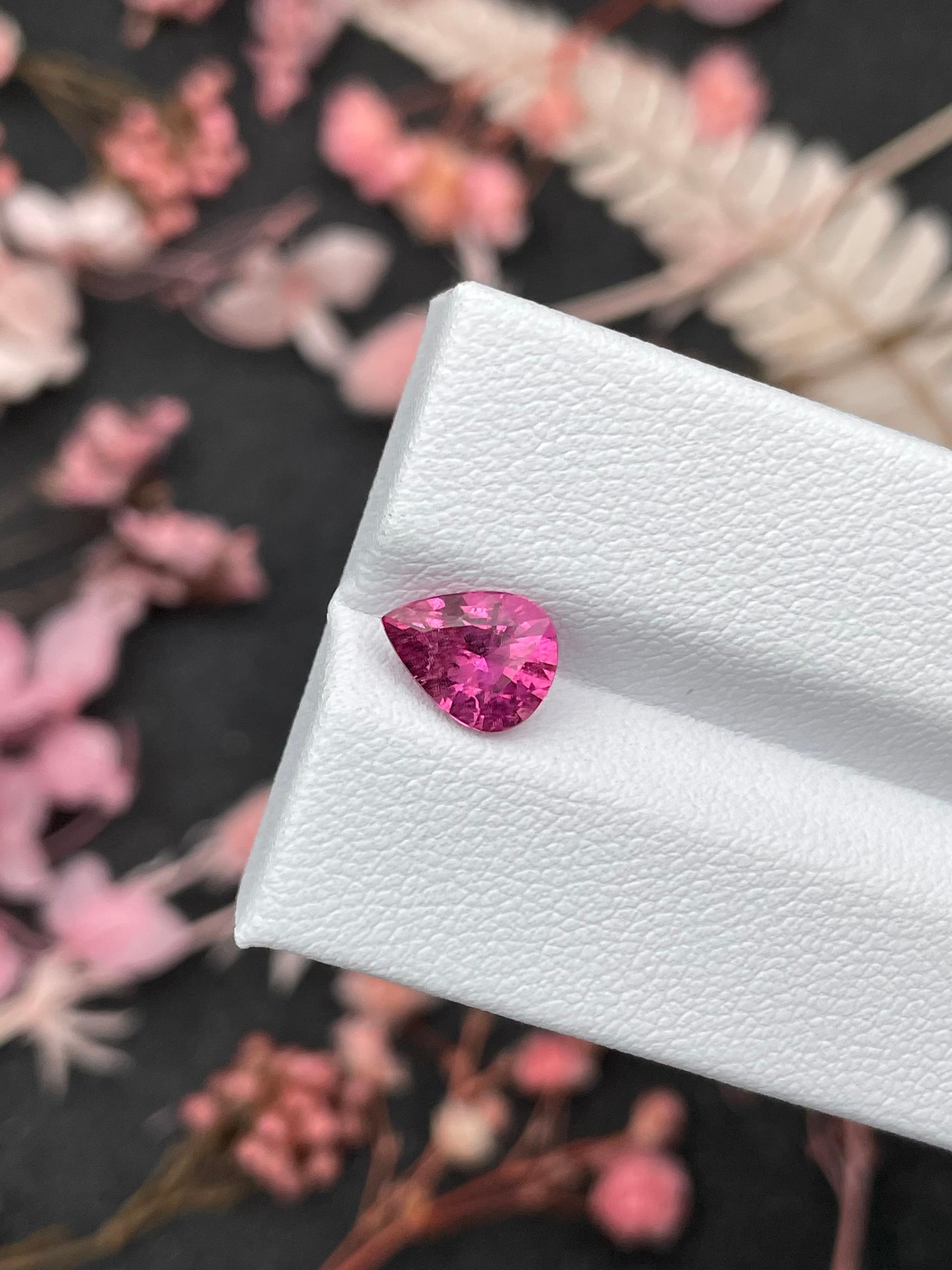 fuscia pink rubellite tourmaline, 1.28ct pear cut — view 5