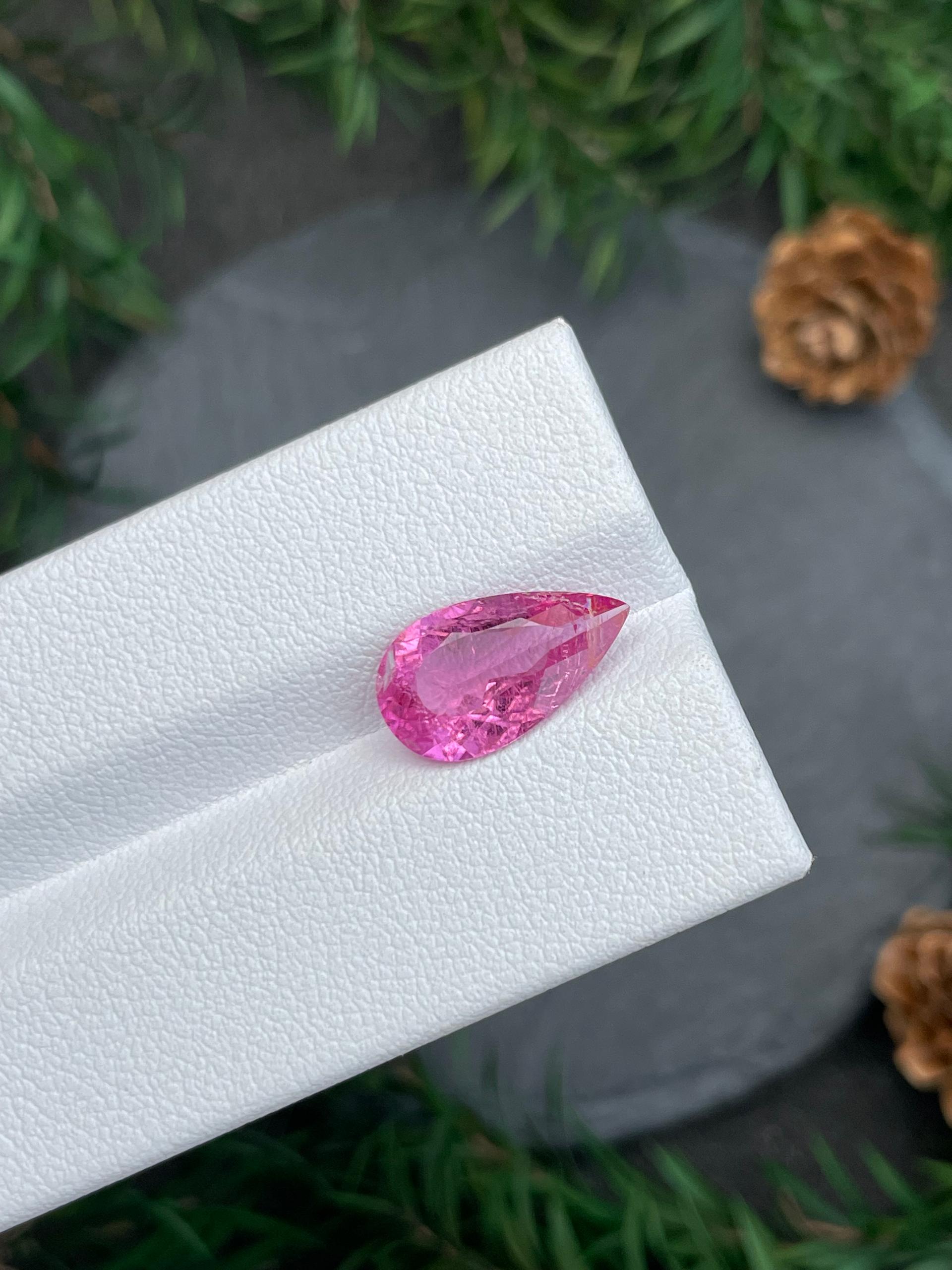 bubblegum pink rubellite tourmaline, 3.05ct pear cut — view 5