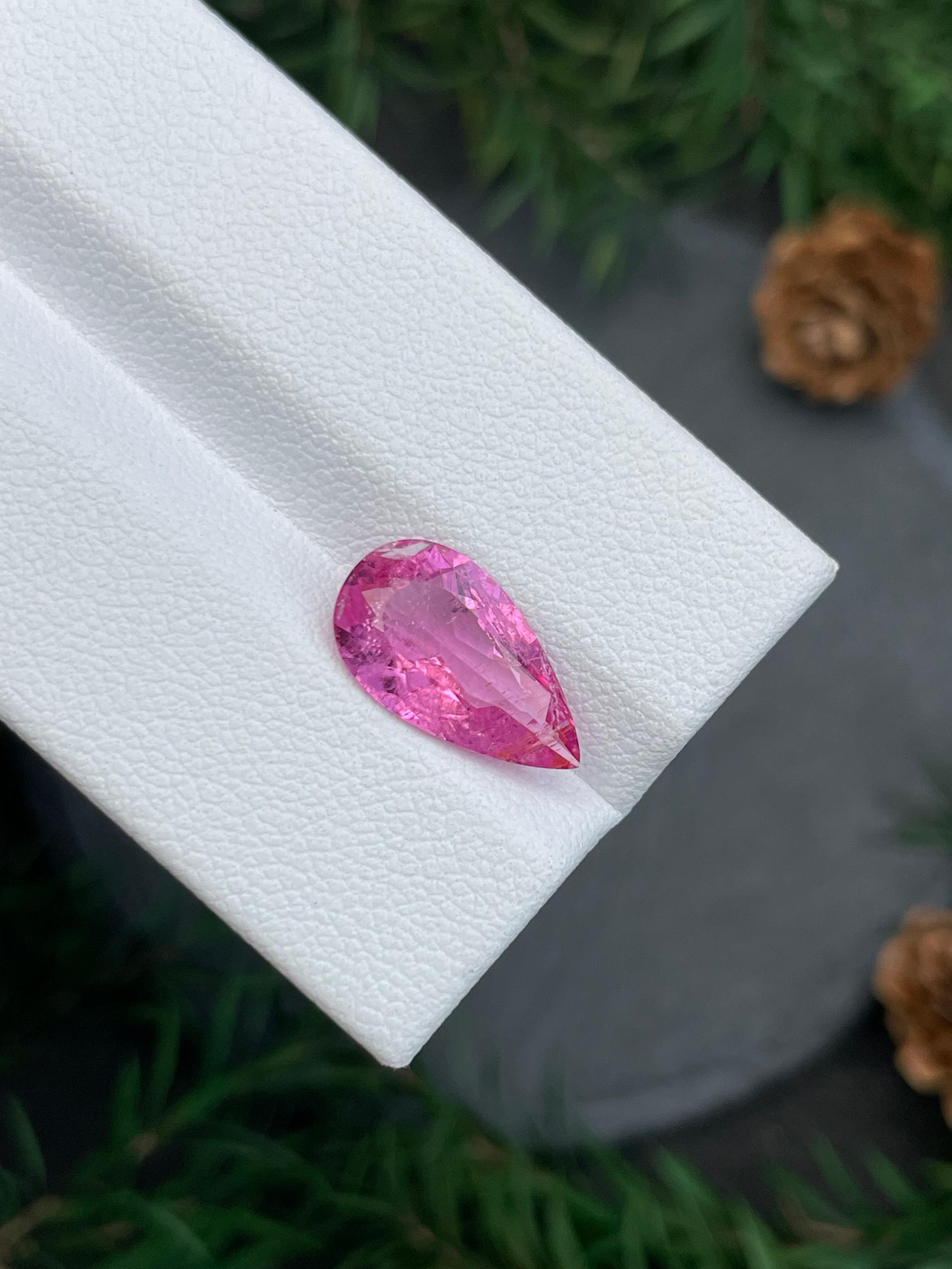 bubblegum pink rubellite tourmaline, 3.05ct pear cut — view 6