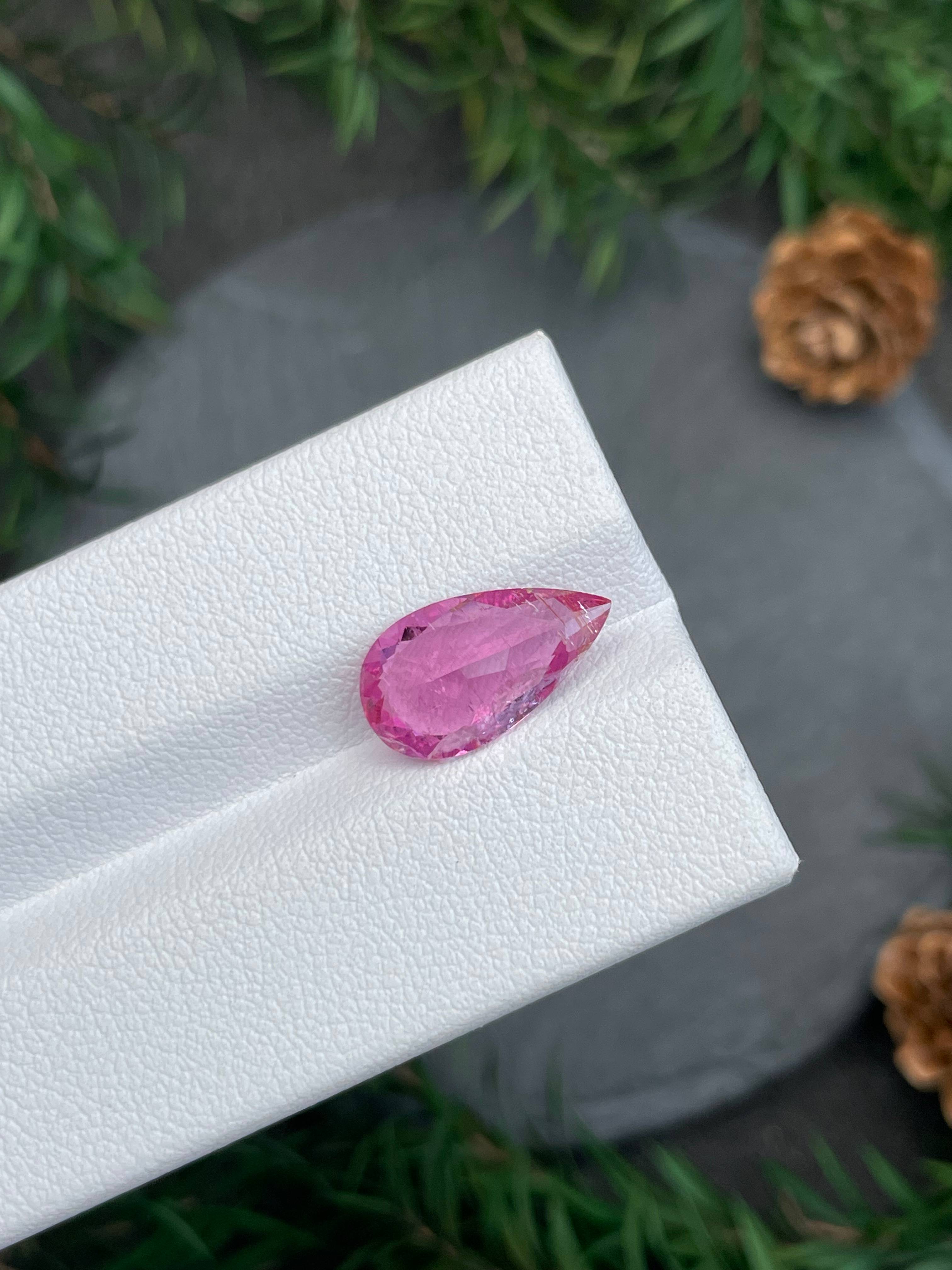 bubblegum pink rubellite tourmaline, 3.05ct pear cut — view 7