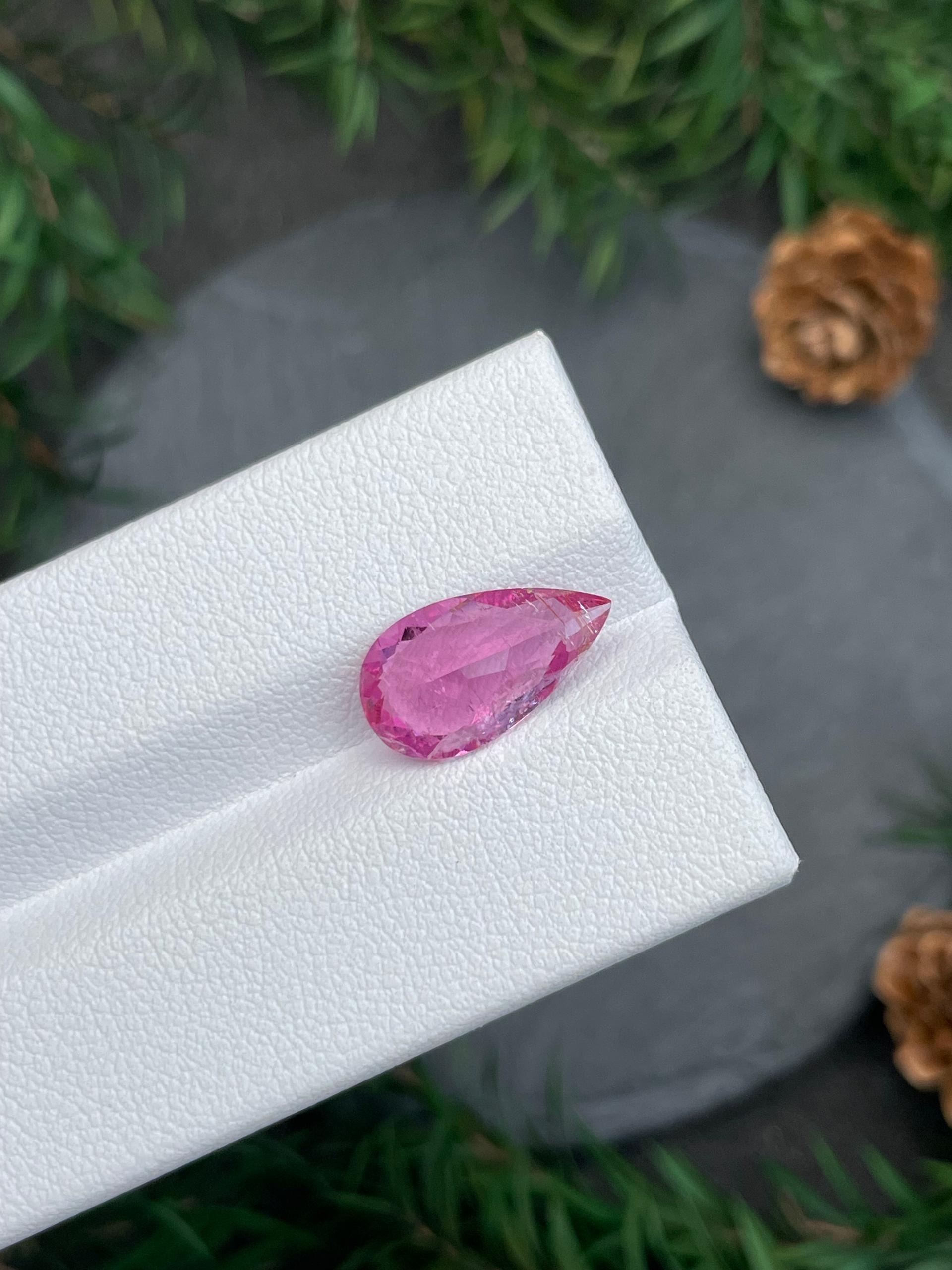 bubblegum pink rubellite tourmaline, 3.05ct pear cut — view 7
