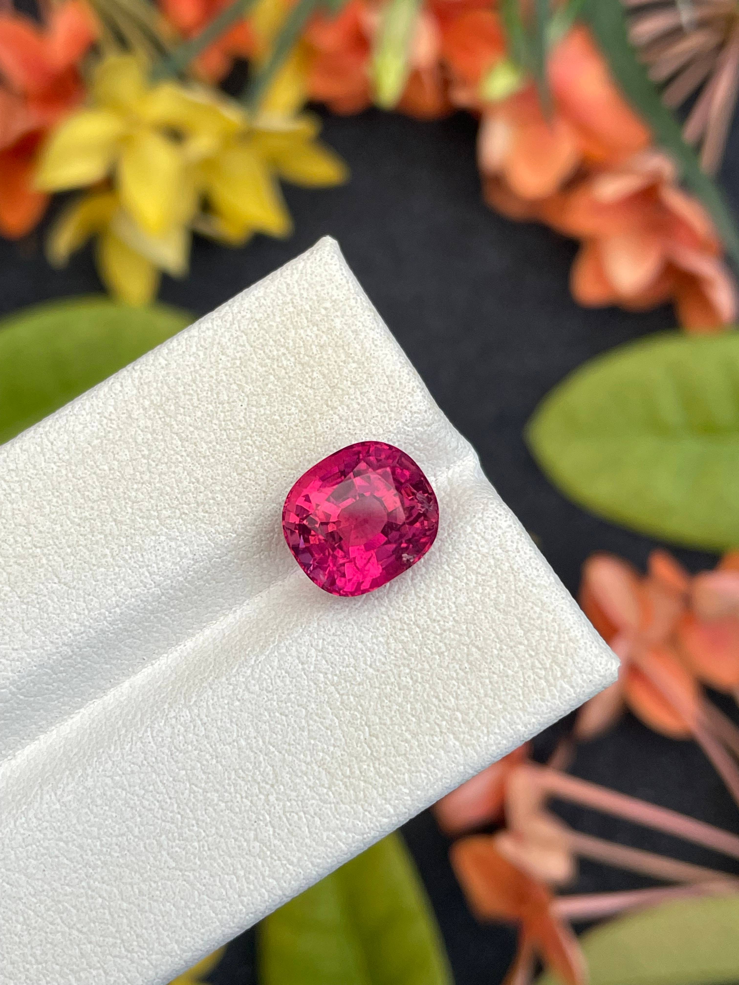 fuscia pink rubellite tourmaline, 3.6ct cushion cut — view 5
