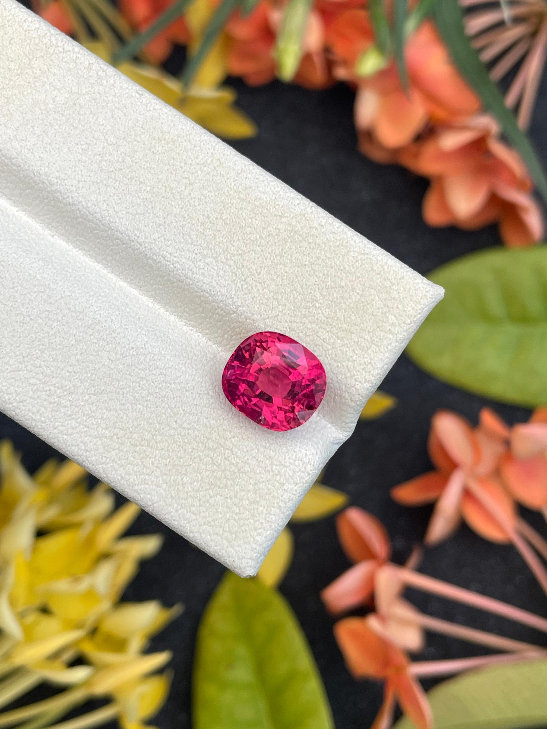 fuscia pink rubellite tourmaline, 3.6ct cushion cut — view 6