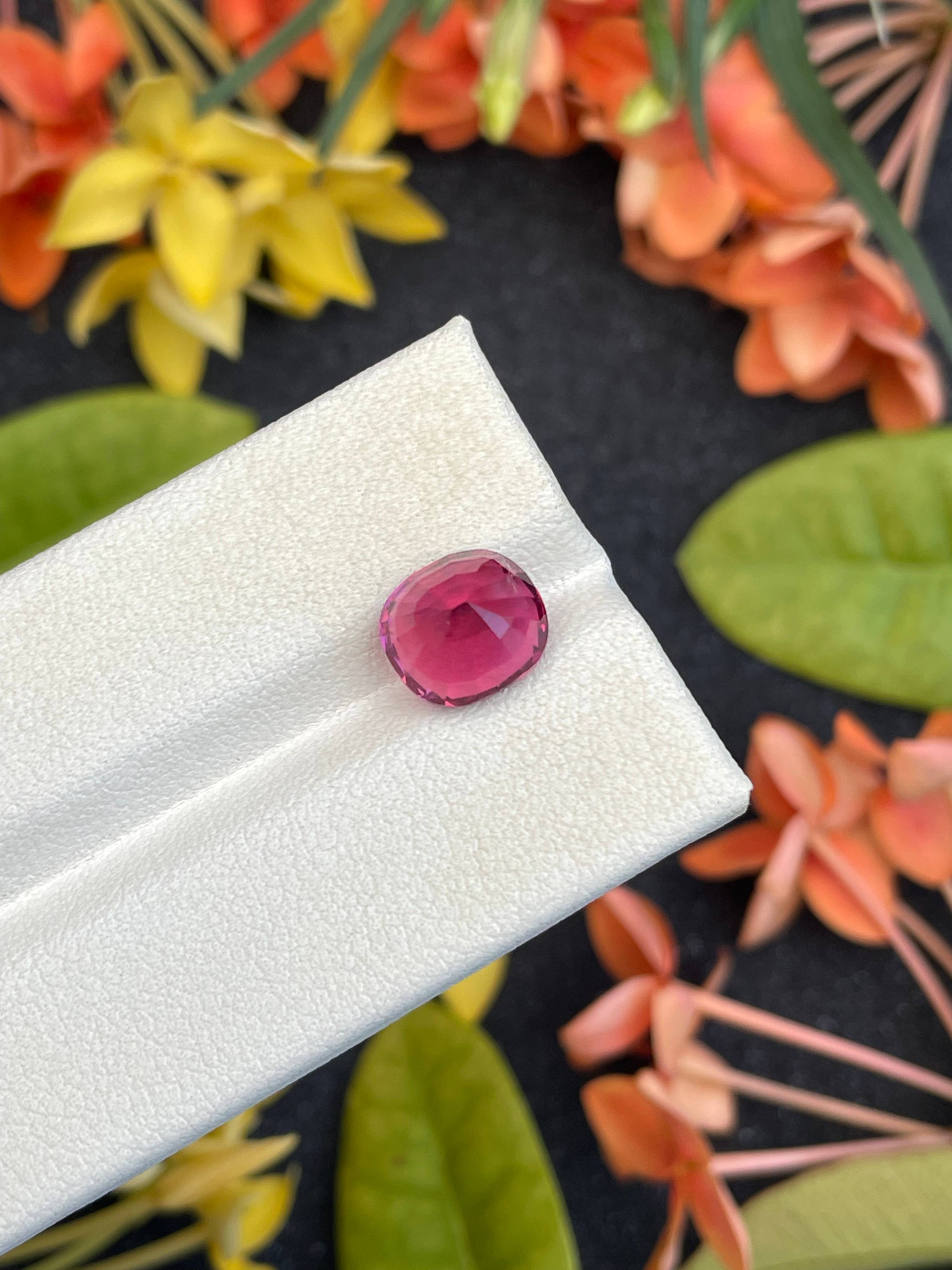 fuscia pink rubellite tourmaline, 3.6ct cushion cut — view 7