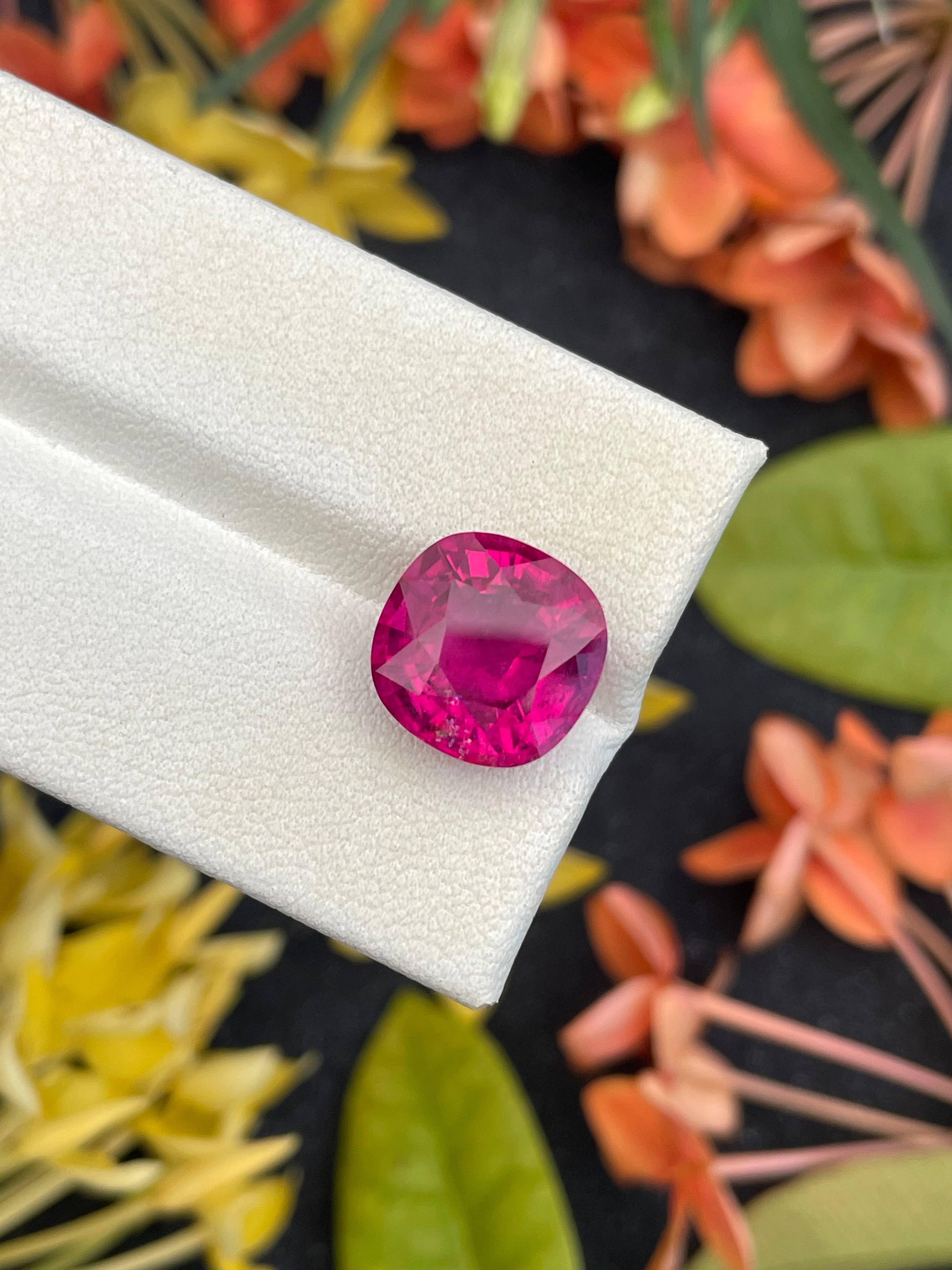fuscia pink rubellite tourmaline, 6.22ct cushion cut — view 6