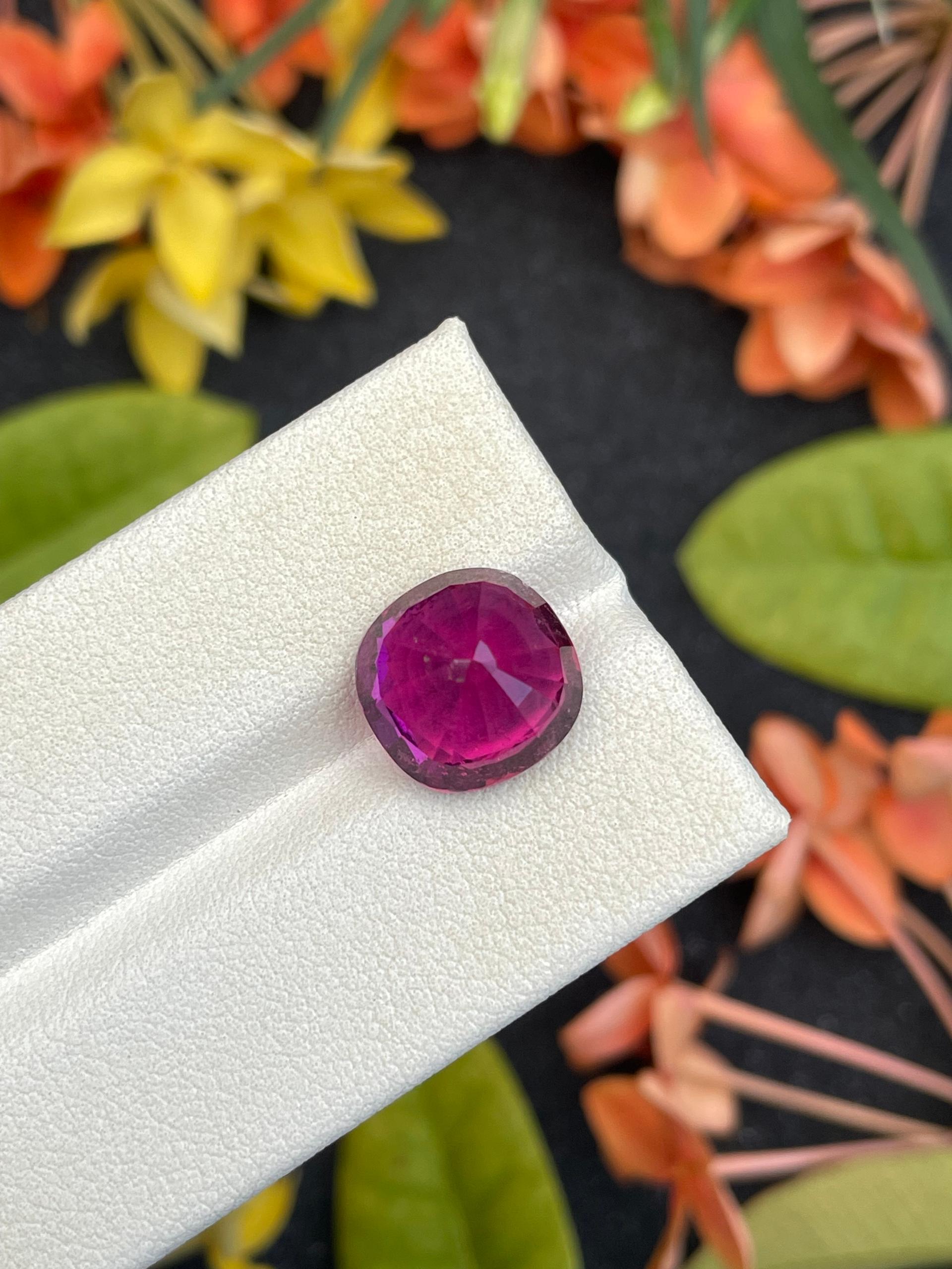 fuscia pink rubellite tourmaline, 6.22ct cushion cut — view 7
