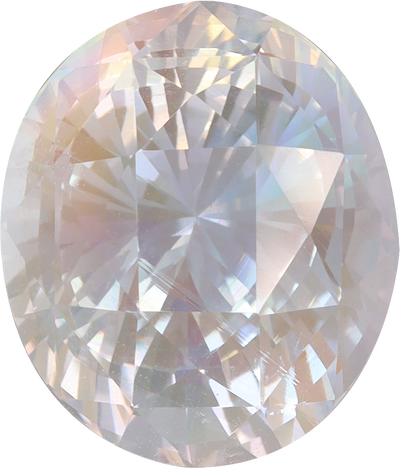 Oval cut rainbow moonstone, 12.03 by 8.8 mm, shown at actual size