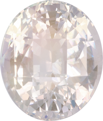 Oval cut rainbow moonstone, 9.35 by 7.75 mm, shown at actual size