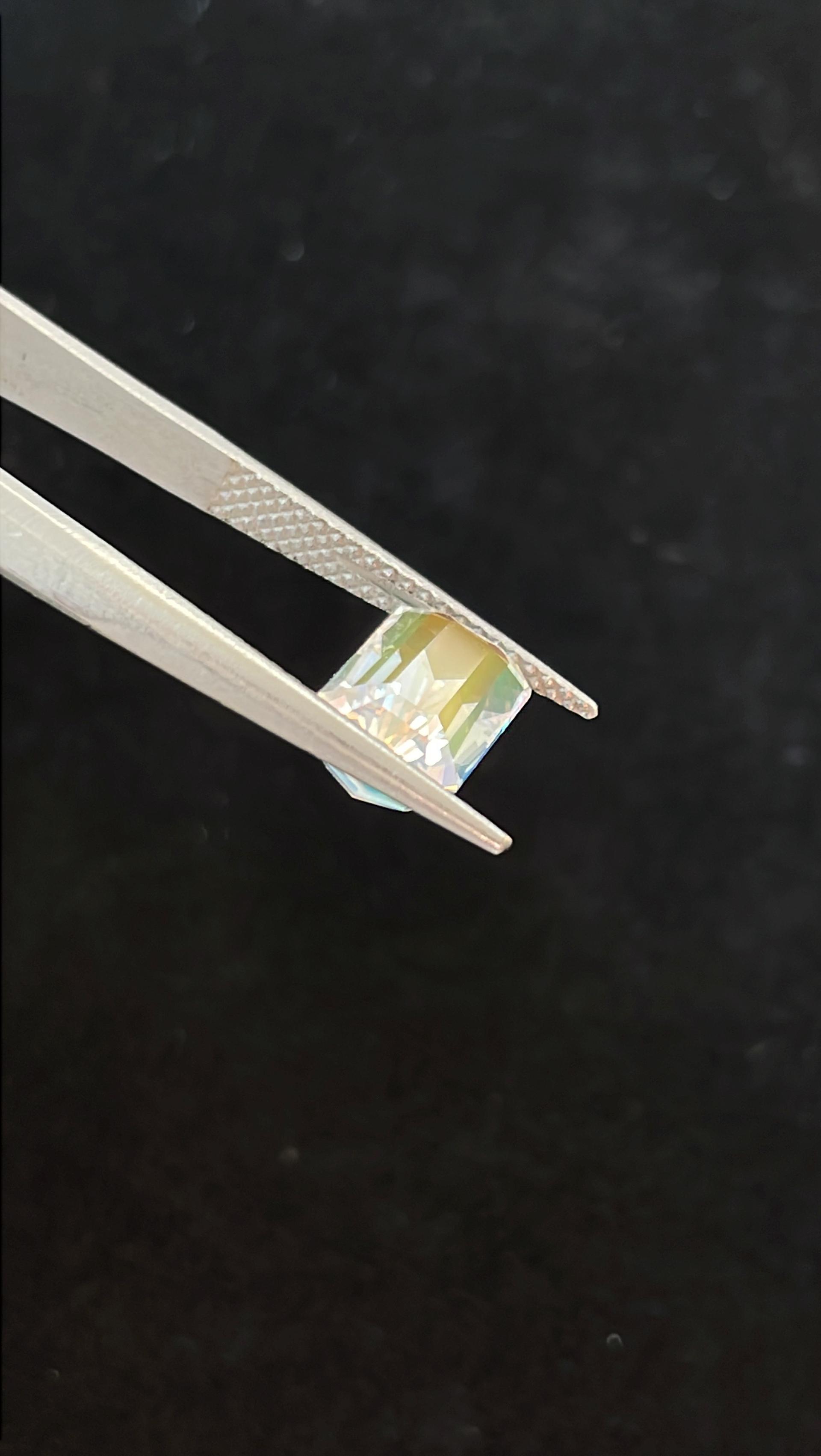 mixed colour rainbow moonstone, 3.31ct rectangular cut — view 6