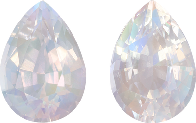 Pear cut rainbow moonstone, 11.46 by 8.24 mm, shown at actual size