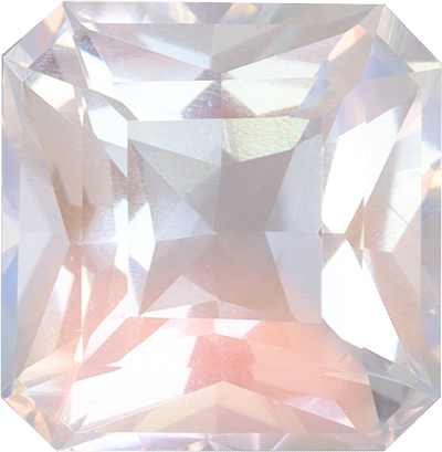 Square cut rainbow moonstone, 8.97 by 9.14 mm, shown at actual size
