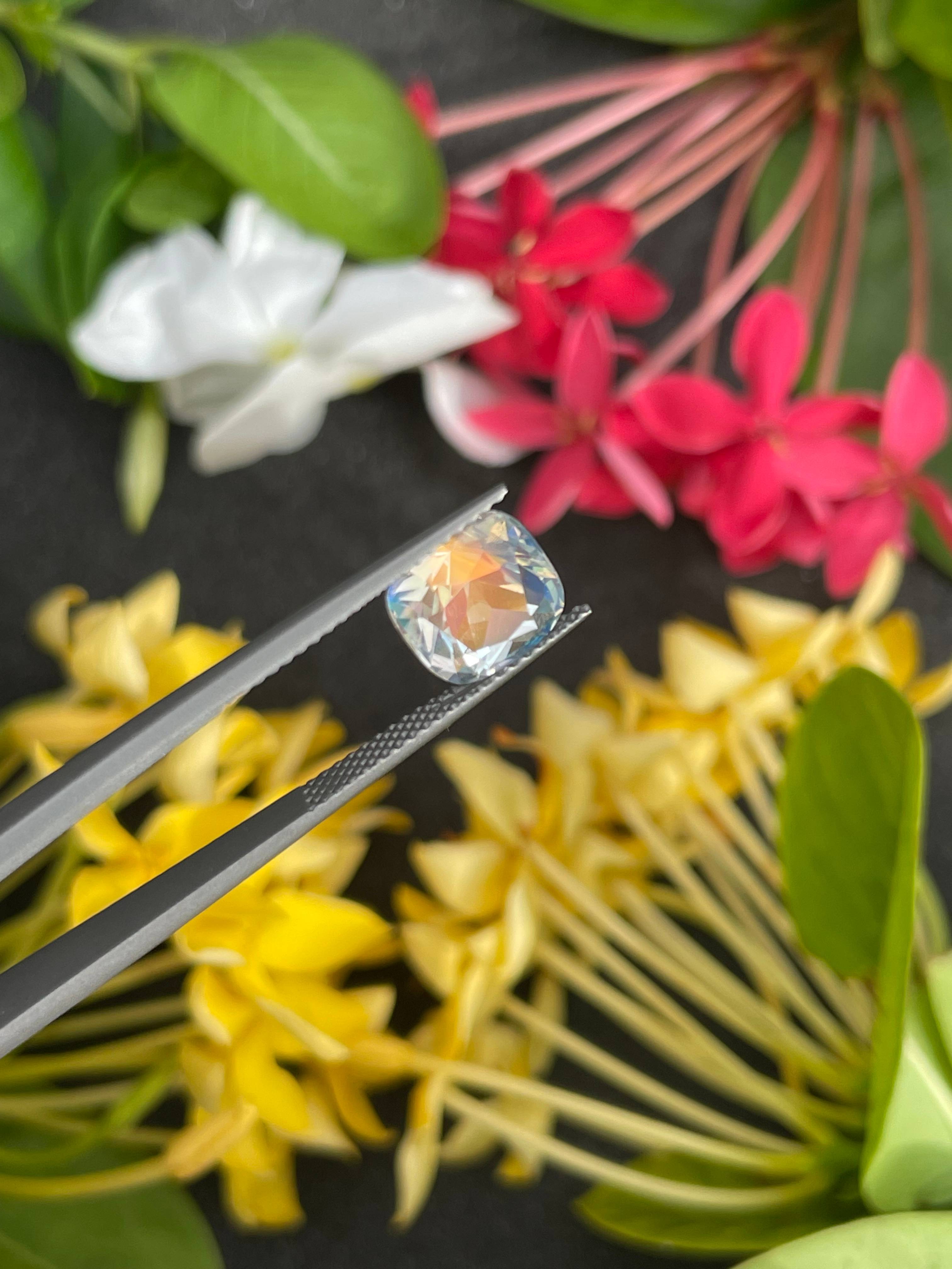 mixed colour rainbow moonstone, 2.67ct cushion cut — view 6