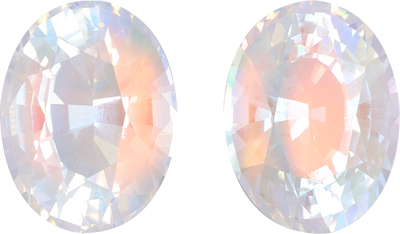 Oval cut rainbow moonstone, 11.15 by 8.5 mm, shown at actual size