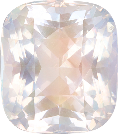 Cushion cut rainbow moonstone, 12.05 by 10.6 mm, shown at actual size
