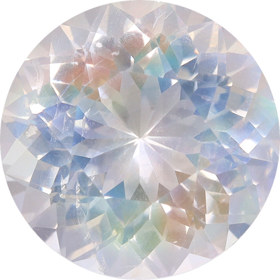 Round cut rainbow moonstone, 11.21 by 11.19 mm, shown at actual size