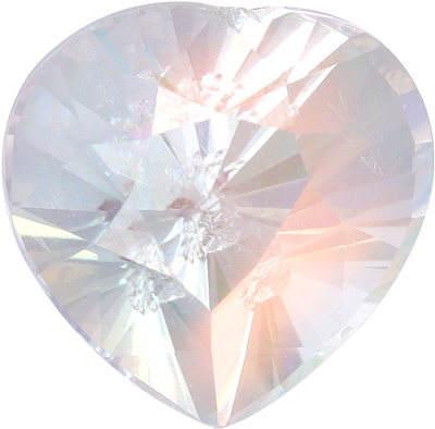 Heart cut rainbow moonstone, 7.97 by 7.88 mm, shown at actual size