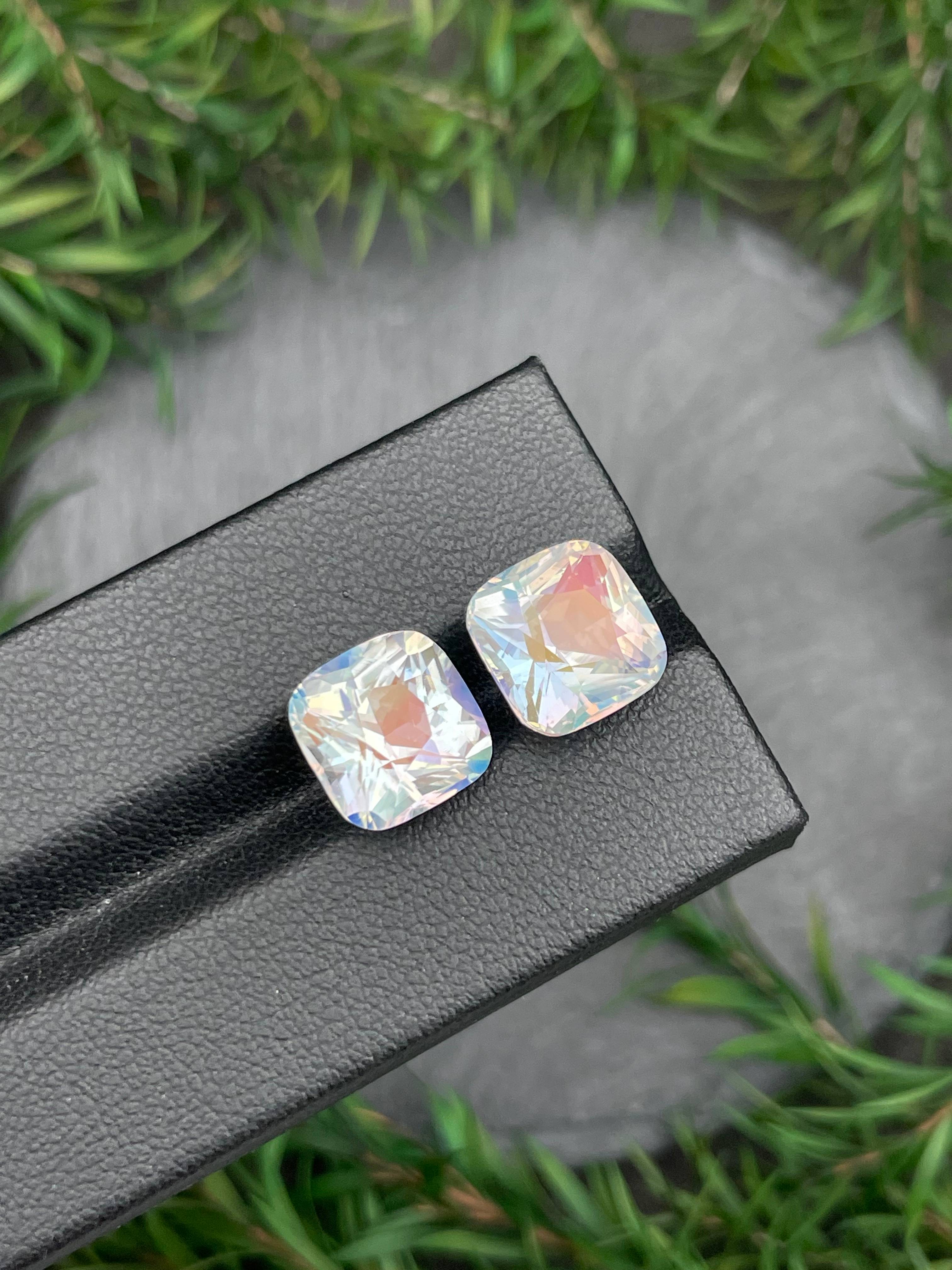 mixed colour rainbow moonstone, 8.79ct cushion cut — view 6