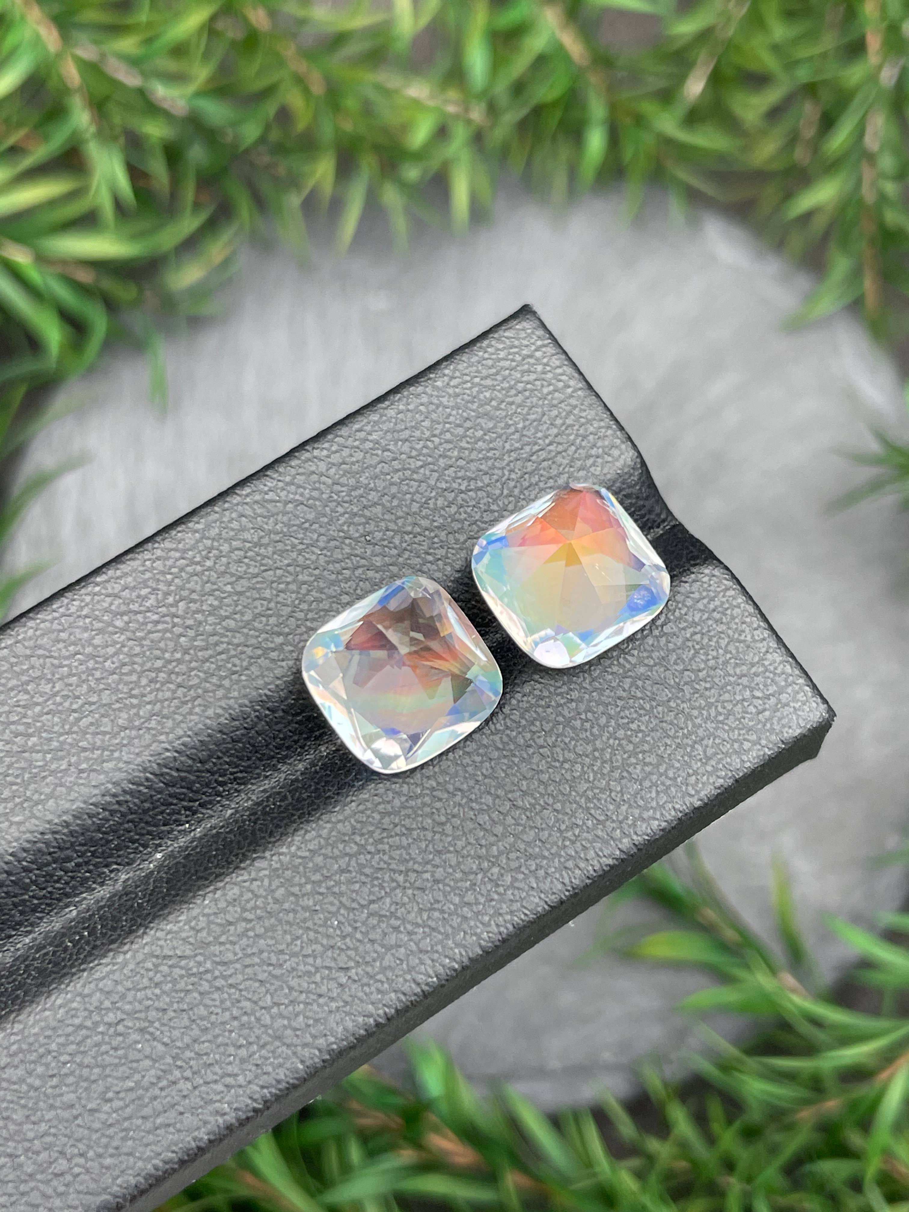mixed colour rainbow moonstone, 8.79ct cushion cut — view 7