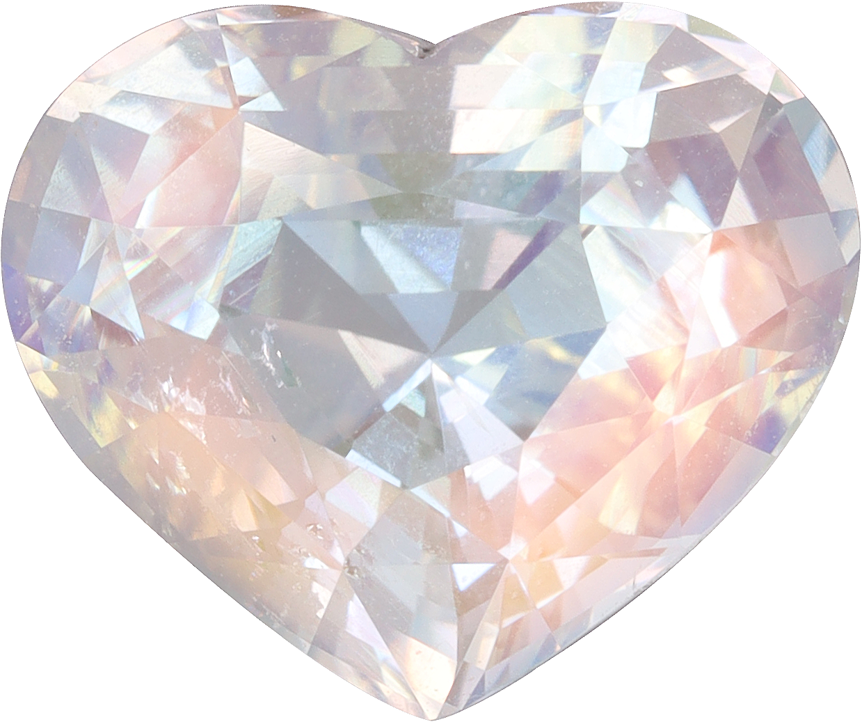 Heart cut rainbow moonstone, 11.36 by 9.51 mm, shown at actual size