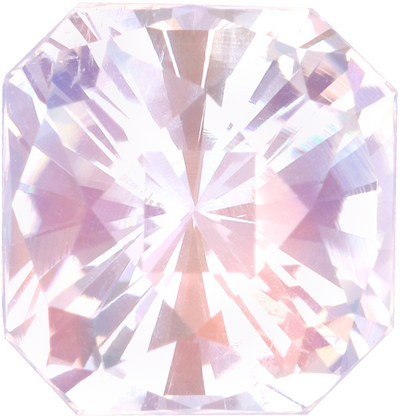 Square cut rainbow moonstone, 7.85 by 7.56 mm, shown at actual size