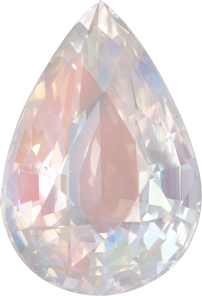 Pear cut rainbow moonstone, 15.8 by 10.79 mm, shown at actual size