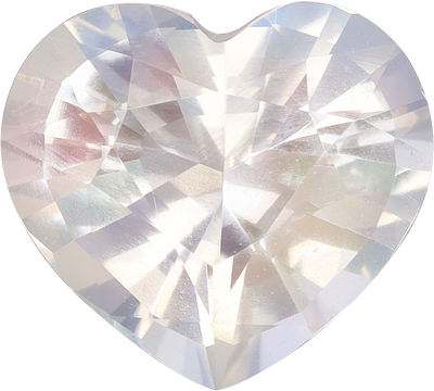 Heart cut rainbow moonstone, 10.21 by 9.13 mm, shown at actual size