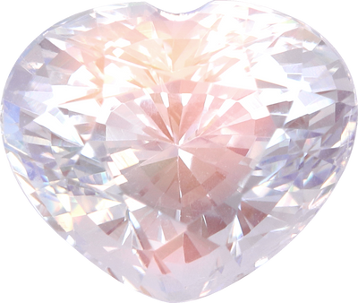 Heart cut rainbow moonstone, 7.08 by 8.41 mm, shown at actual size