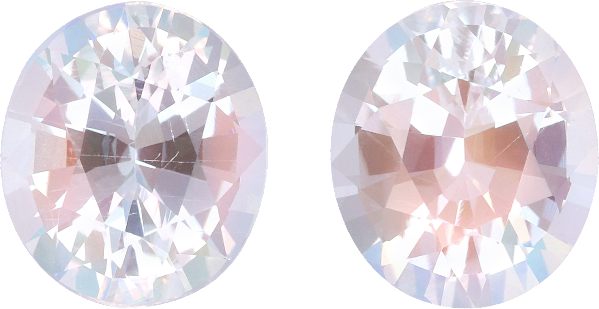 Oval cut rainbow moonstone, 8.45 by 7.34 mm, shown at actual size