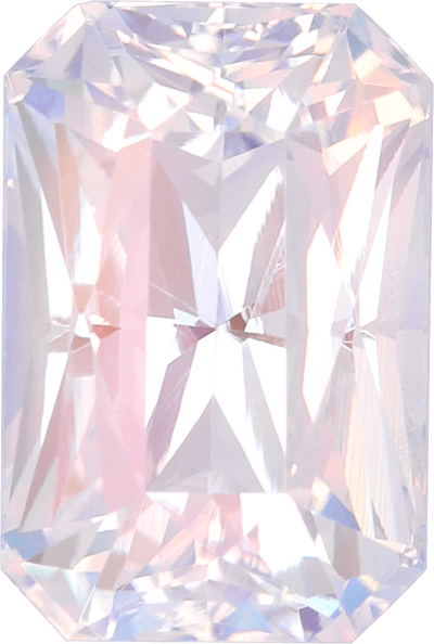 Rectangular cut rainbow moonstone, 9.31 by 6.2 mm, shown at actual size