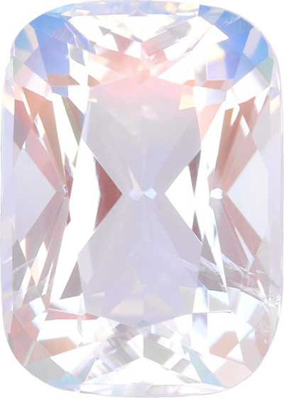 Cushion cut rainbow moonstone, 11.84 by 8.48 mm, shown at actual size