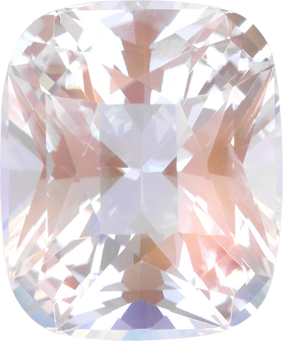 Cushion cut rainbow moonstone, 11.91 by 9.9 mm, shown at actual size