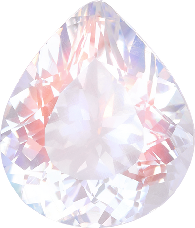 Pear cut rainbow moonstone, 14.05 by 12 mm, shown at actual size
